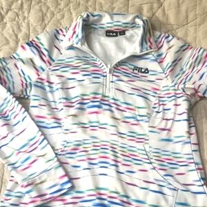Fila White Multicolor Half-Zip Pullover Women's Size Small